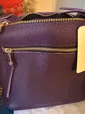 Portland Leather Purple Pebbled Large Luna Crossbody Bag